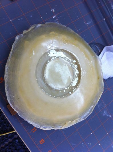 Clear epoxy resin in latex mold Clear epoxy resin in latex mold
